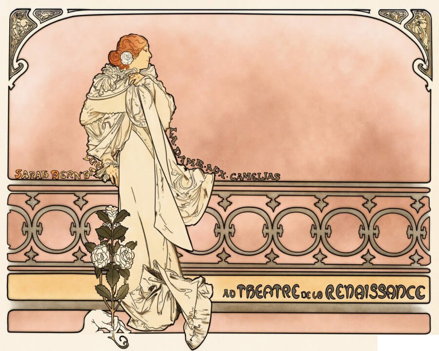 Εικονογράφηση του Alphonse Mucha για την Κυρία με τις Καμέλιες του Αλέξανδρου Δουμά