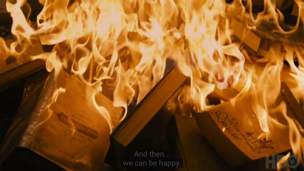 Fahrenheit 451 book burning / Κάψιμο βιβλίων, σκηνή από το Φαρενάιτ 451