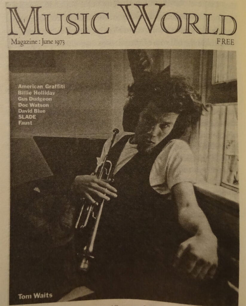 Tom Waits in the cover of Music World magazine, 1973