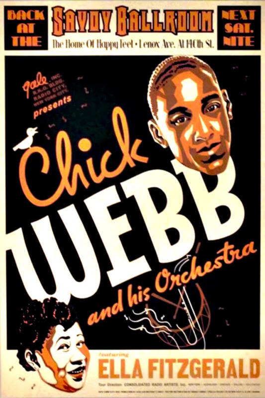 Διαφημιστική αφίσα της μπάντας του Τσικ Γουέμπ και της Έλλα Φιτζέραλντ από τη δεκαετία του 30 / Chick Webb's Orchestra featuring Ella Fitzgerald poster