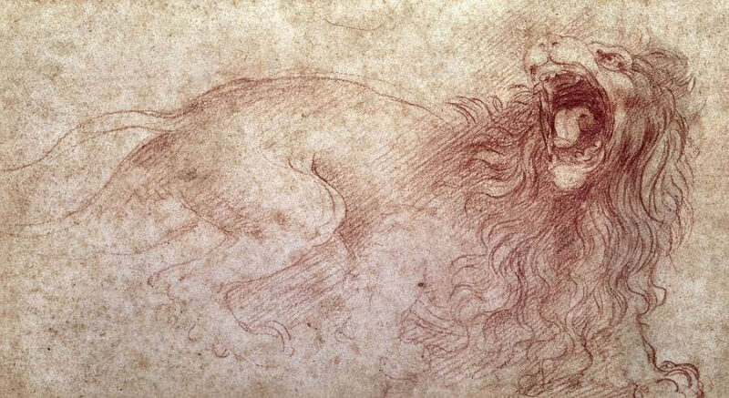Σχέδιο ενός λιονταριού, του Λεονάρντο ντα Βίντσι / Leonardo da Vinci's roaring lion sketch