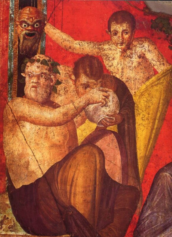Διονυσιακά μυστήρια και Σειληνοί σε νωπογραφία της Πομπηίας / Dionysiac mystery fresco painting, Villa of the Mysteries, Pompeii