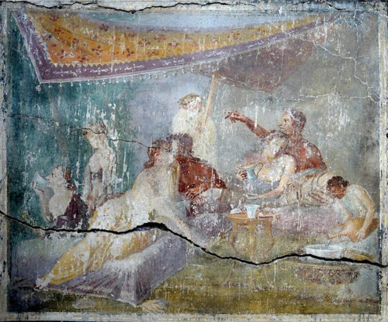 Νωπογραφία με ρωμαϊκό συμπόσιο, Πομπηία / Roman banquet, Pompeii mural painting