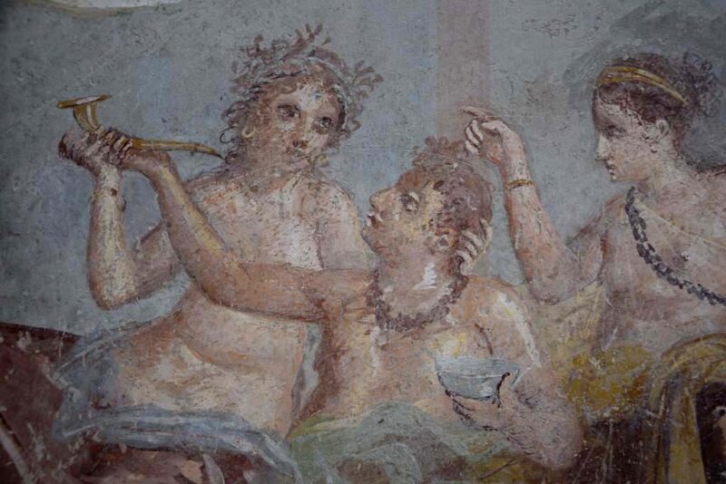 Συμπόσιο στη ρωμαϊκή εποχή - εικαστικό σε τοίχο (νωπογραφία) στην Πομπηία / Ancient roman banquet scene, Pompeii mural painting