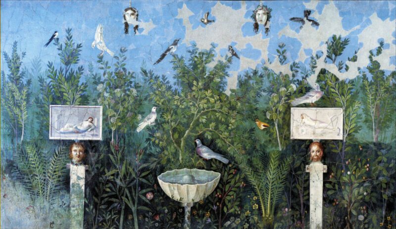 Η τέχνη της ρωμαϊκής εποχής - Κήπος σε τοιχογραφία της Πομπηίας / Art of the roman era - Lush Garden, Pompeii fresco painting