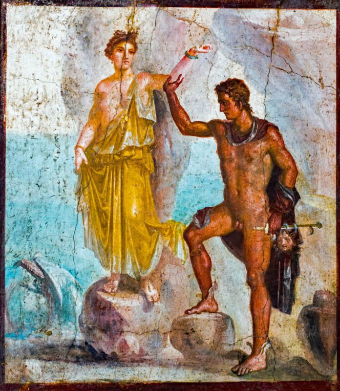 Περσέας και Ανδρομέδα, τοιχογραφία στην Πομπηία / Perseus freeing Andromeda, wall painting, Pompeii