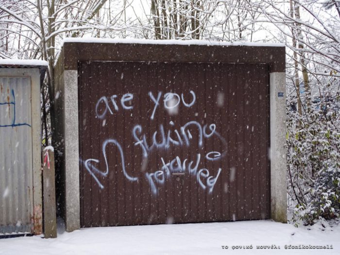 "Are you fucking retarted" - writing on the wall in Germany