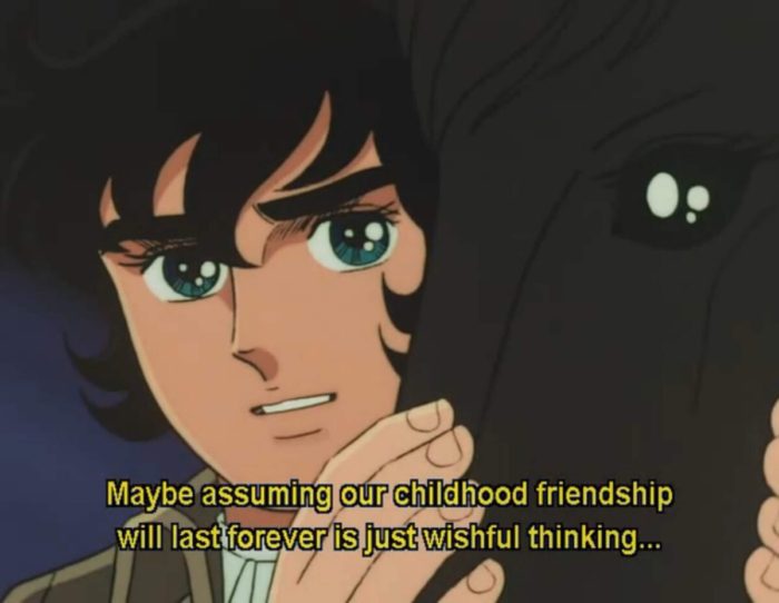 Andre, friendship and love. Scene from The Rose of Versailles anime series