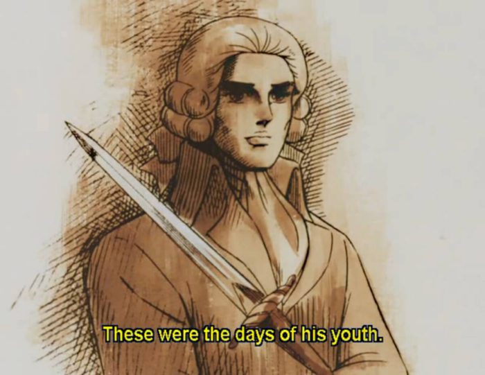 Robespierre, as a character in The Rose of Versailles anime / Ο Ροβεσπιέρος ως χαρακτήρας στη σειρά άνιμε Το Ρόδο των Βερσαλλιών